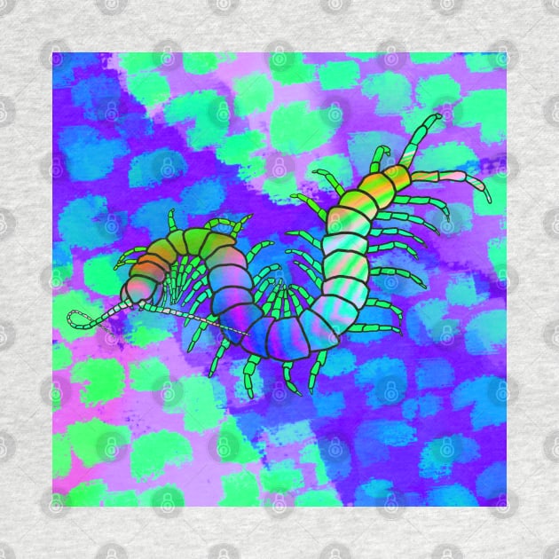 Iridescent Centipede | Cheetah Print (Blue/Green) by techno-mantis